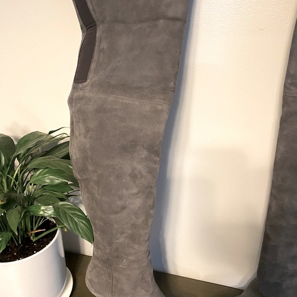 💕 Stuart Weitzman Over The Knee Slate Gray Suede High Heel Stiletto Boots 6.5W - Picture 9 of 13